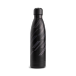 Black water bottle with gray pattern on a white background