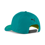 Teal cap with a brand logo on a white background