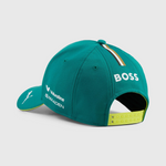 Teal cap with branding on a light gray background