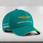 Teal cap with Formula One Team branding on a white background