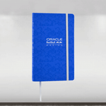 Blue notebook with Oracle Red Bull Racing logo on a white background