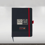 Black notebook with Oracle Red Bull Racing logo on a white background