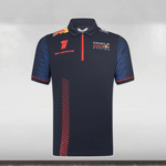 A navy blue polo shirt with red and white accents, featuring the Red Bull Racing and Oracle logos, and the number '33' on the chest.