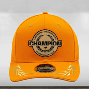 Orange cap with 'Champion' logo on a gray background