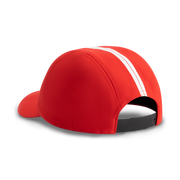 Red cap with a white stripe on a white background