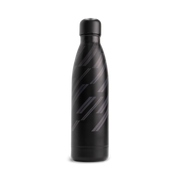 Black water bottle with gray pattern on a white background