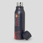 Black water bottle with Red Bull Racing logo on a gray background