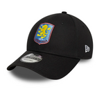 Black cap with a colorful logo on a white background