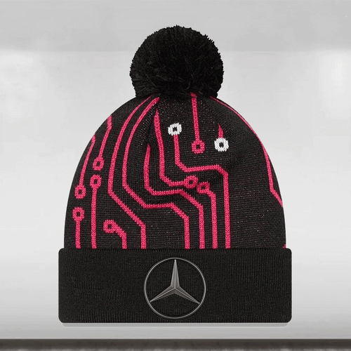 Mercedes E-Sports All Over Print Cuff Knit Bobble Beanie