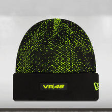 Load image into Gallery viewer, 2025 VR46 Halftone Cuff Beanie Adults - Black/Neon Yellow