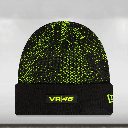 2025 VR46 Halftone Cuff Beanie Adults - Black/Neon Yellow