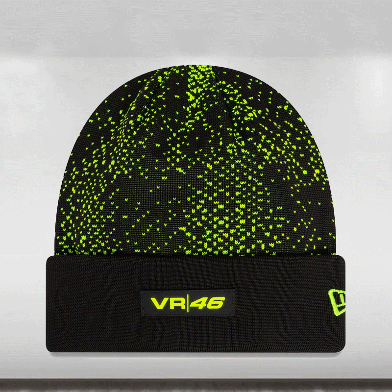 2025 VR46 Halftone Cuff Beanie Adults - Black/Neon Yellow