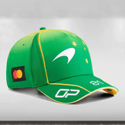 Green cap with branding on a white background