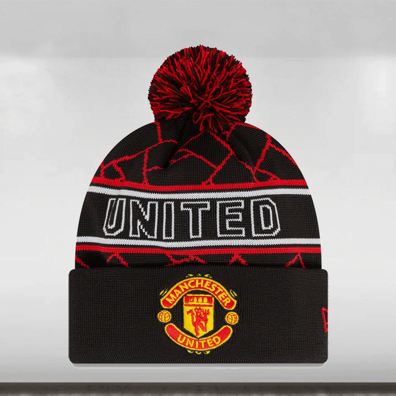 Manchester United Sport Beanie Adults - Black/Scarlet