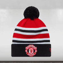 Load image into Gallery viewer, Manchester United Bar Stripe Beanie Adults - Scarlet/Black