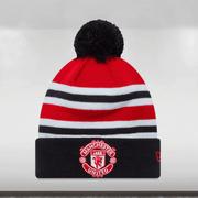Manchester United Bar Stripe Beanie Adults Scarlet/Black