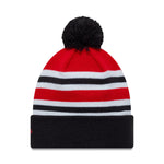 Manchester United Bar Stripe Beanie Adults Scarlet/Black